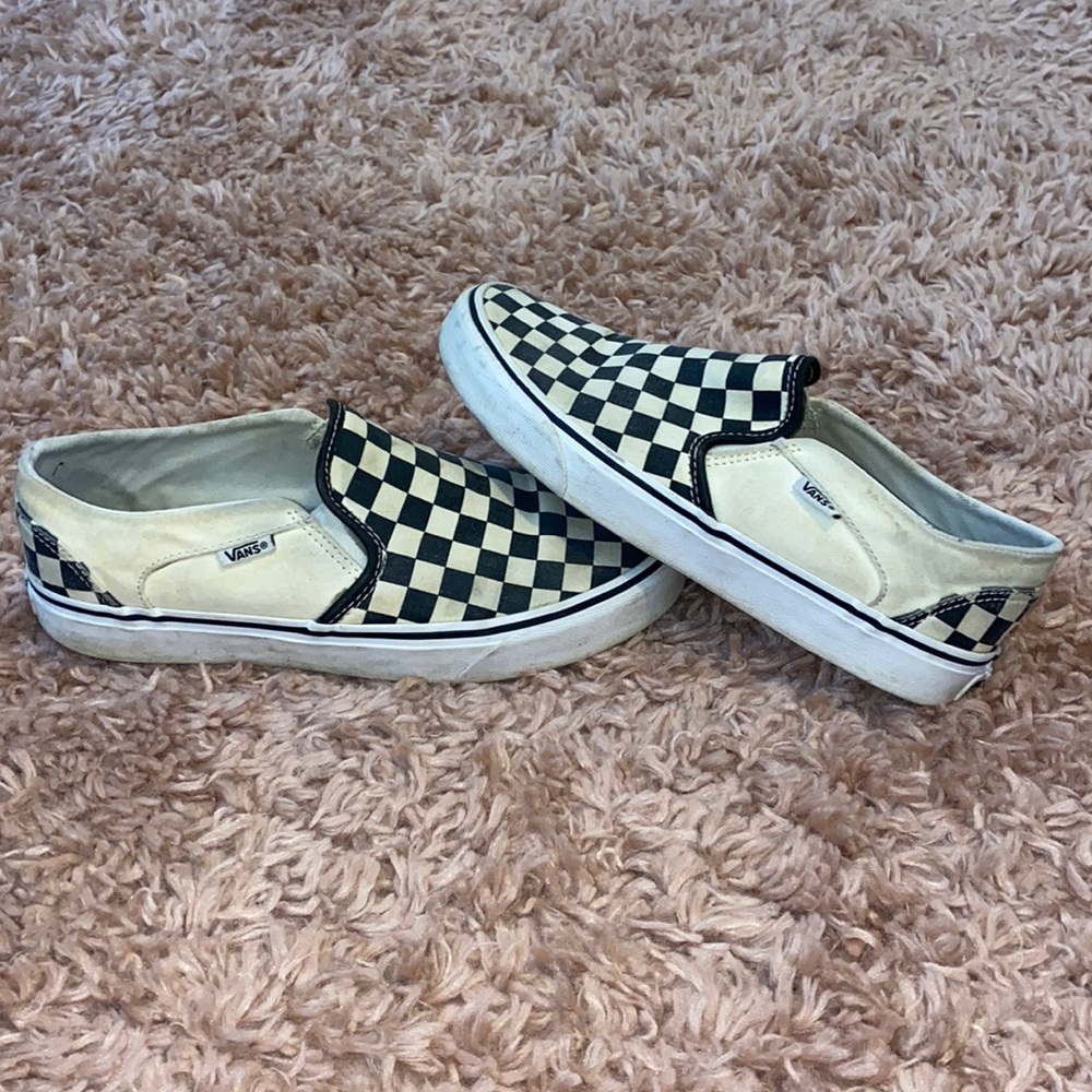 checkerboard slip on vans